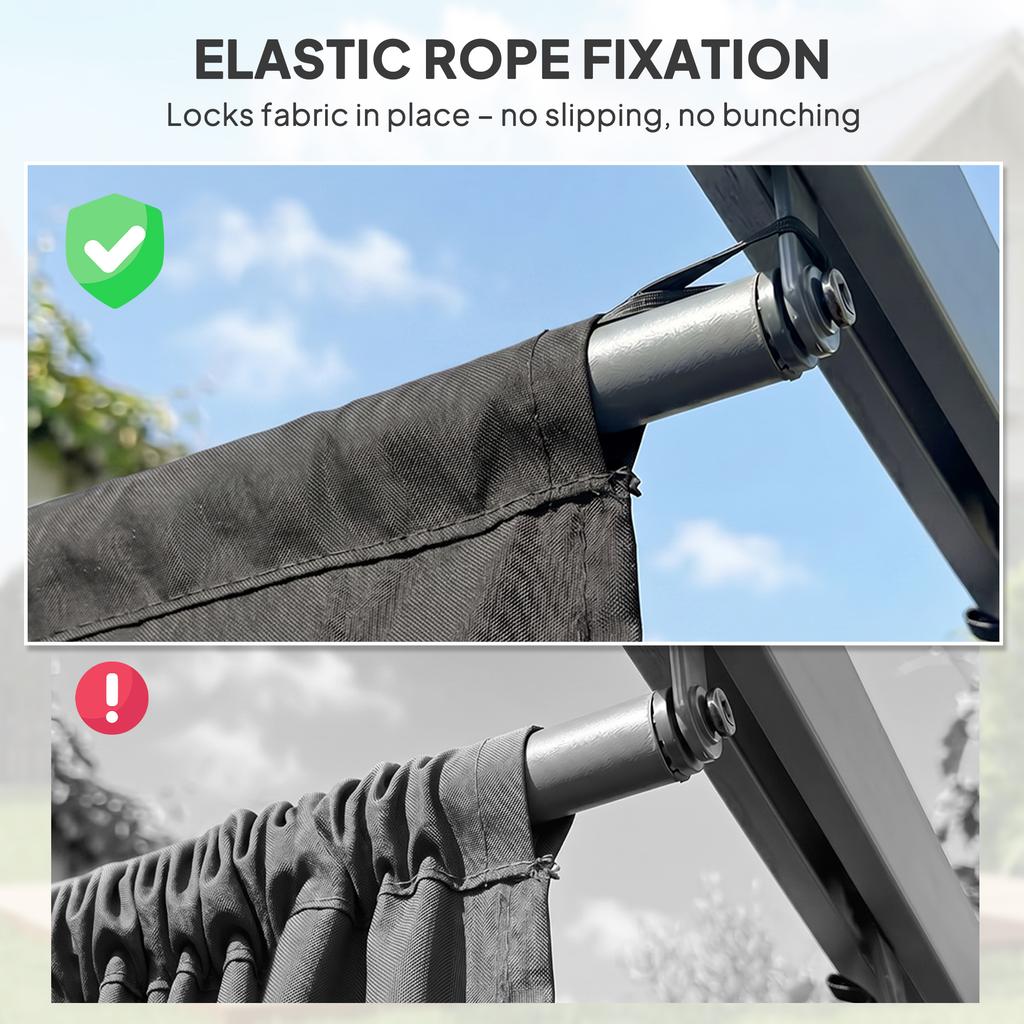 Retractable Pergola Cover, 3.5 X 2.6 M Replacement Canopy Fabric for 4 X 3 M Frame, Roof Top Only, Dark Grey