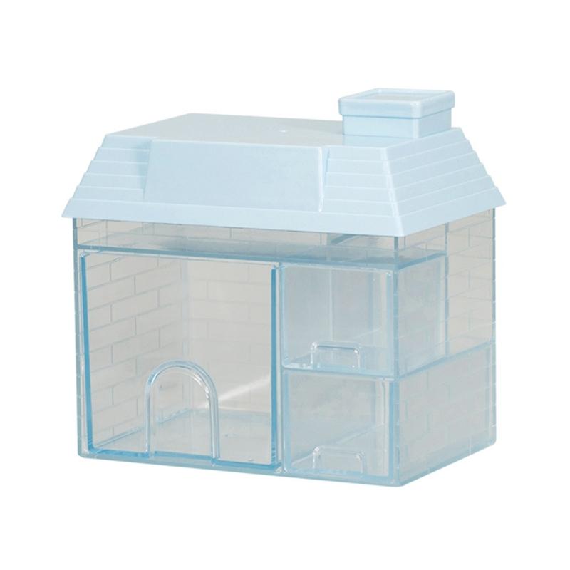 

Clear Square House Storage Box Home Pen Holder Organizer Dressing Table синій