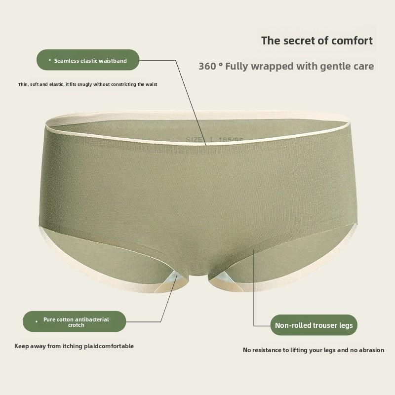 Women's Mid-rise Cotton Briefs with Antibacterial, Seamless, Cute, Solid-colour Triangle Panties