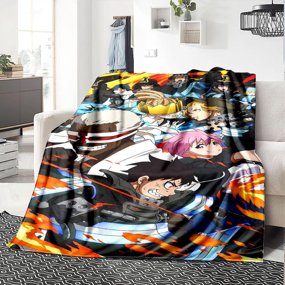 Fire Force Print Flannel Blanket High Quality Warm Comfortable Cover for All Seasons Perfect for Gifts Home Decor