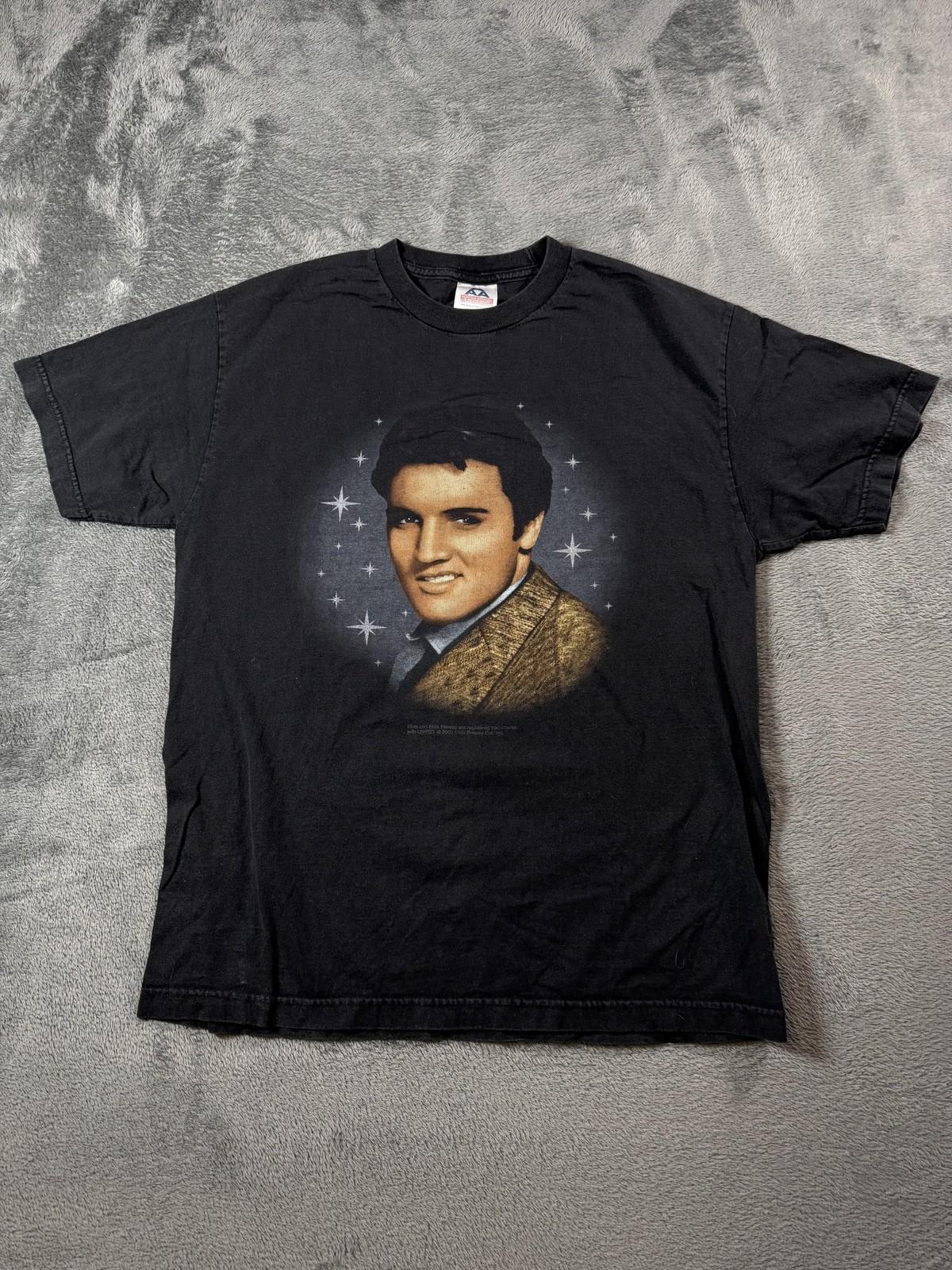 Vintage Elvis Presley Shirt Mens Large Black Portrait Graphic Y2K Music Tee Unisex T-Shirt S