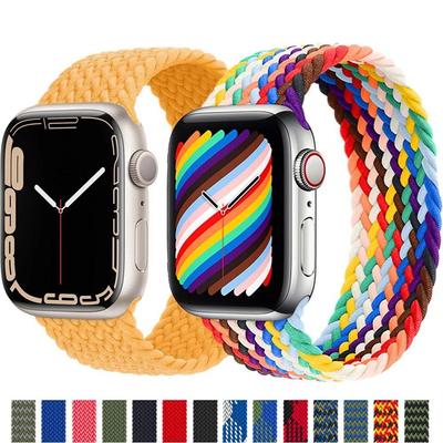 Örgülü SOLO DÖNGÜ Kayışı Apple Watch Band 45mm 44mm 41mm 40mm 38mm 42mm Naylon Bilezik Correa iWatch Serie 3 4 5 SE 6 7