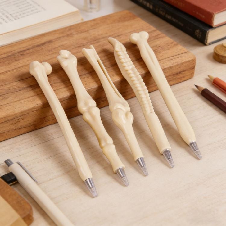 4Pieces Funny Bone Pattern Ballpoint Pens Comfortable Grip And Quick Drying Inks For Home Offices School Daily Writing