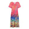 Women's V-neck Short Sleeve Dress Polka Print Casual Dress With Pockets