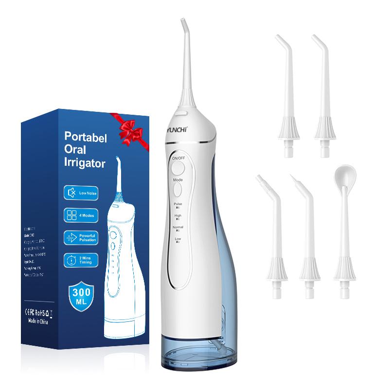 Ústní irigátor Water Flosser Přenosný dentální vodní paprsek 300ml vodní nádržka na čištění zubů USB dobíjecí voděodolný