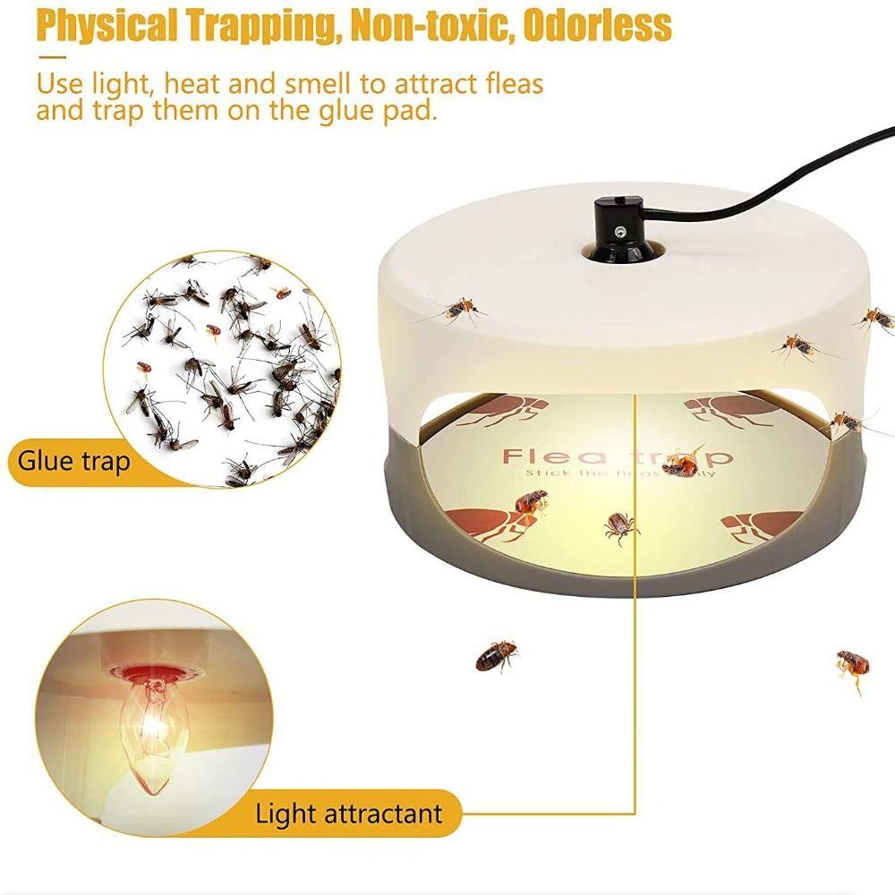 Round Shape Pest Control Capture Trap Effective Flea Trap Light Insect Catcher Indoor Use