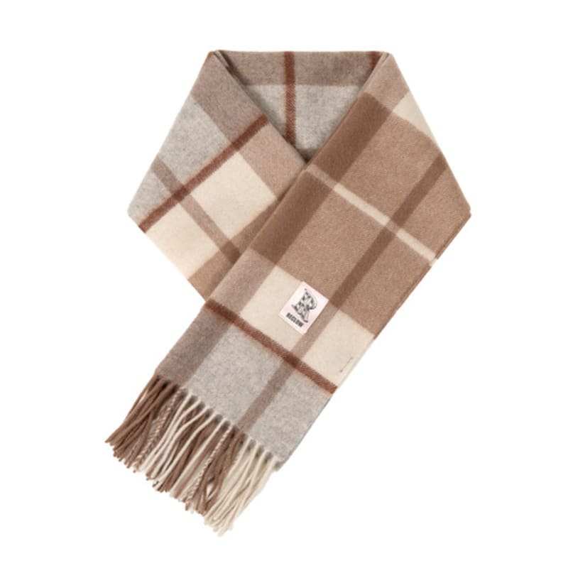 RECLOW RECLOW LAND 100% Cashmere Check Muffler Brown