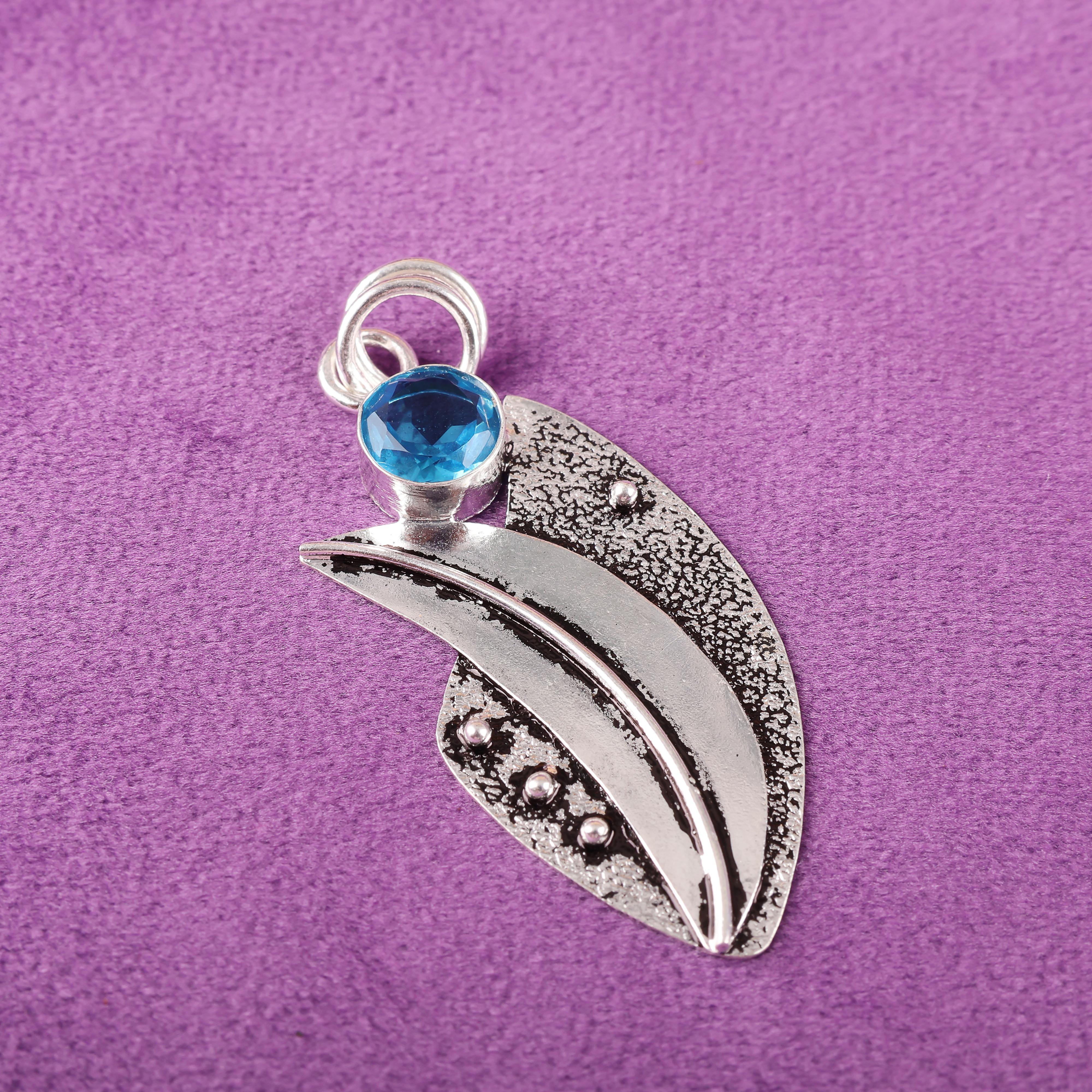 

Серьга с швейцарским голубым топазом, подвеска с драгоценным камнем, подвеска из стерлингового серебра 925 пробы, ювелирное изделие ручной работы, серебряное украшение для подарка 2.05 Inches синий