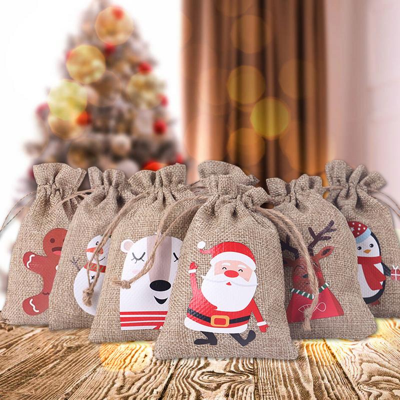 Christmas Advent Calendar Bag Merry Xmas Eve Stocking Home Door Table Fireplace Mantle Decoration Kid Boy Girl Gift Present