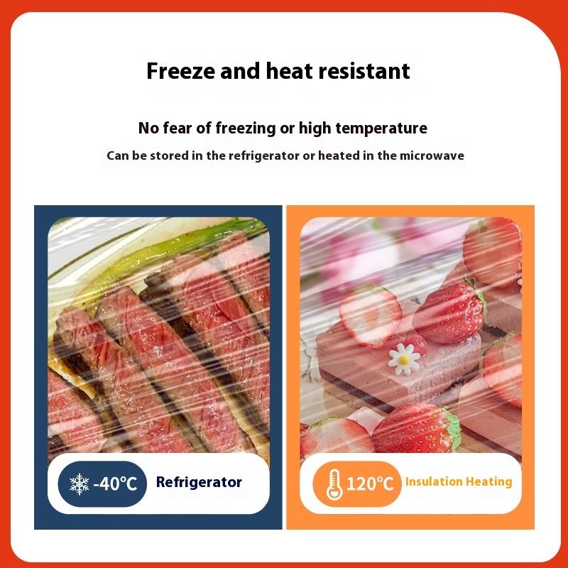 100Pcs Disposable Food Cover Saran Wrap Food Grade Fruit Vegetable Storage Bag Elastic Plastic Bag Kitchen Fresh Keeping Bag