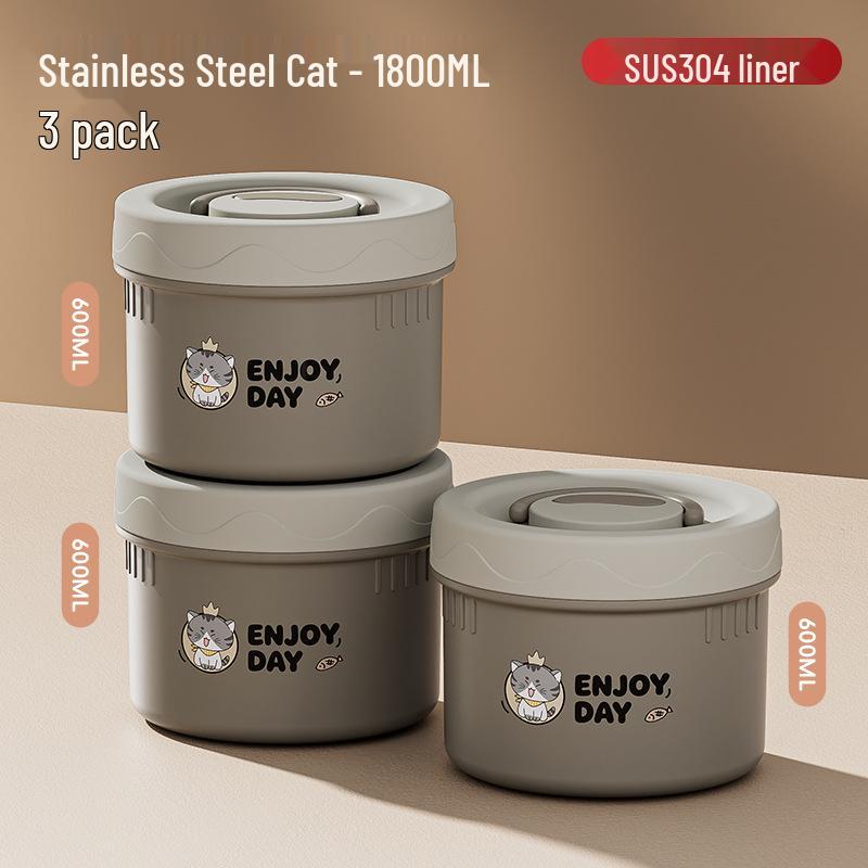304 Stainless Steel Insulated Japanese-Style Bento Lunch Box - Microwaveable for Office Workers and Students