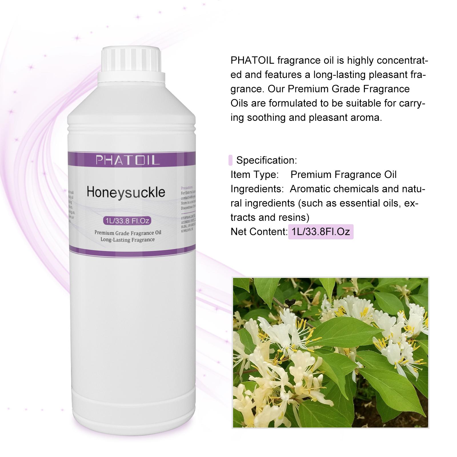 

PHATOIL 1000 мл/33,8 жидких унций Ароматические масла для диффузоров, изготовления свечей, парфюмерии своими руками, освежителей воздуха, идеально подходят для домашнего офиса в автомобиле Honeysuckle