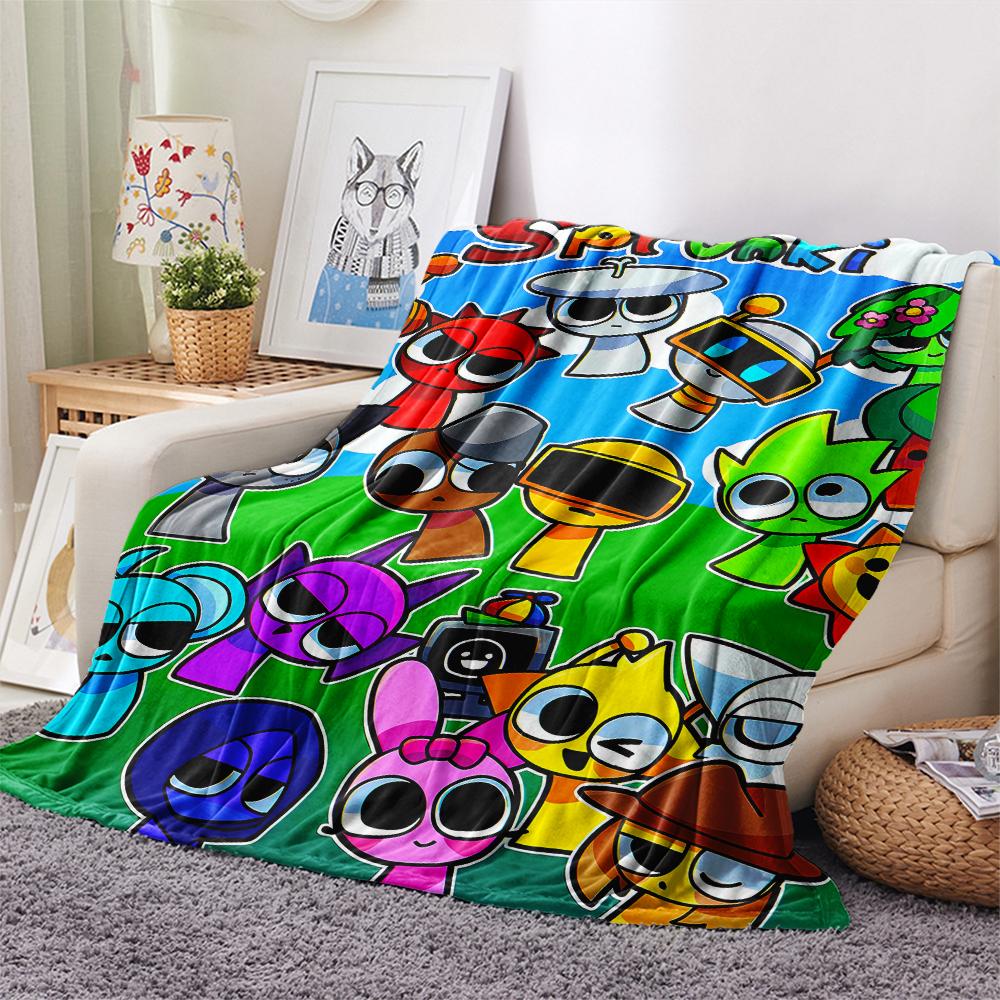 1 Stück Sprunki-Print Flanelldecke, Hohe Qualität für alle Jahreszeiten, Heimdekoration, Wärme und Komfort, Perfekt für Weihnachtsgeschenke