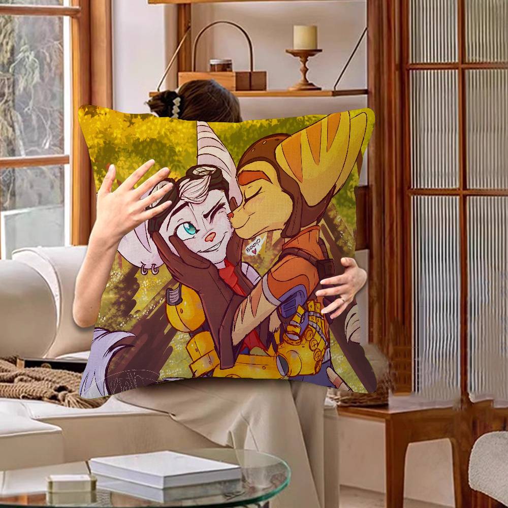 Cartoon R-Ratchet N C-Clank Maple Design Cushion Cover Happy Autumn Harvest Decor Holiday Decorati Pillow Cover