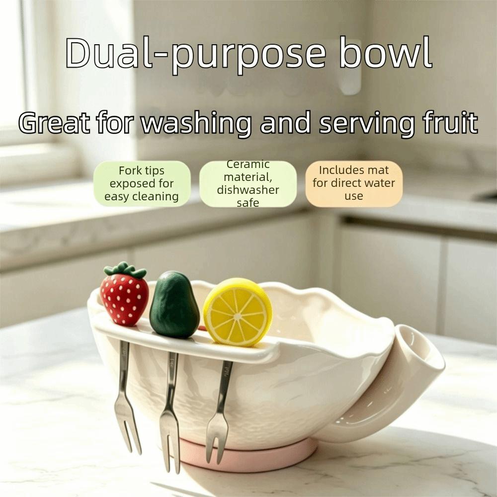 360 Degree Rotating Berry Washing Bowl Large Capacity Ceramic Berry Swirl Basket Home Kitchen