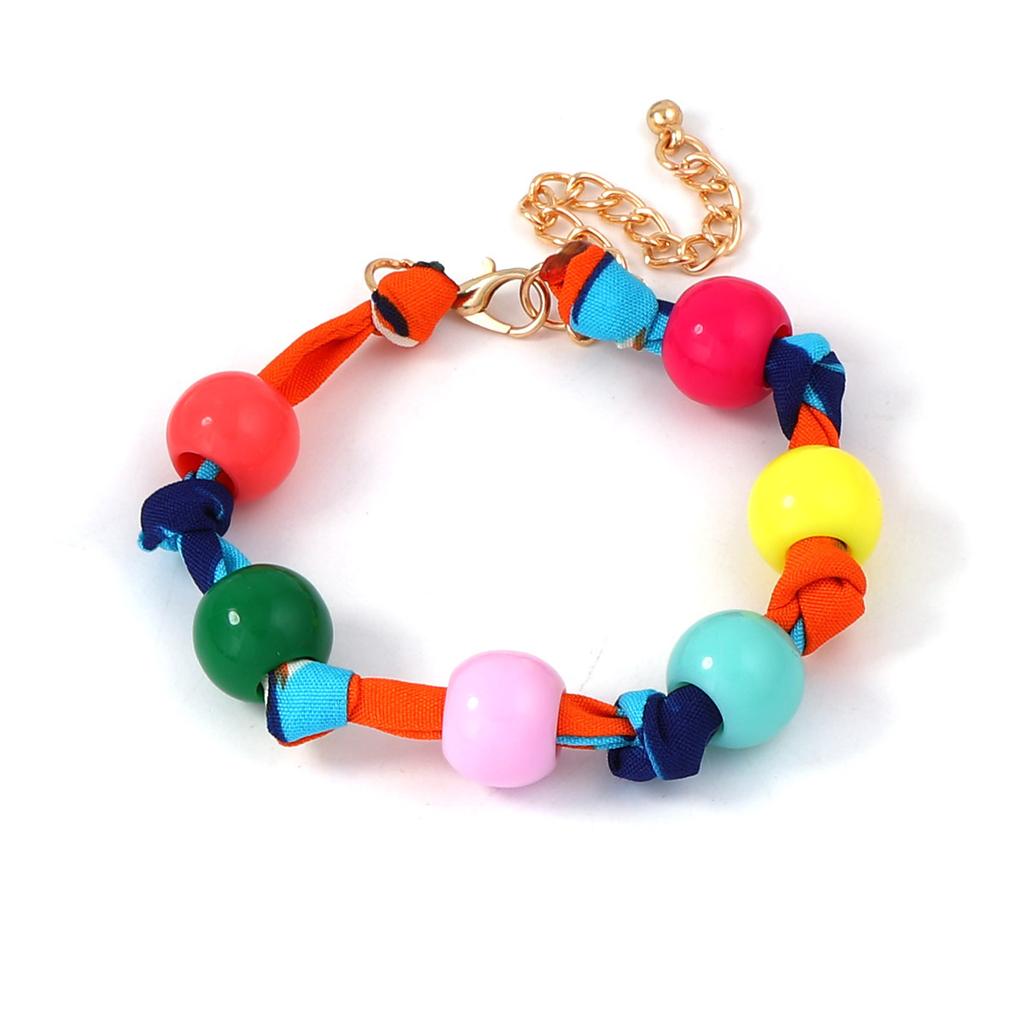 Simple Casual Street Hip Hop Punk Style Braided Rope Type Beaded Color Bracelet Versatile Couple Accessories