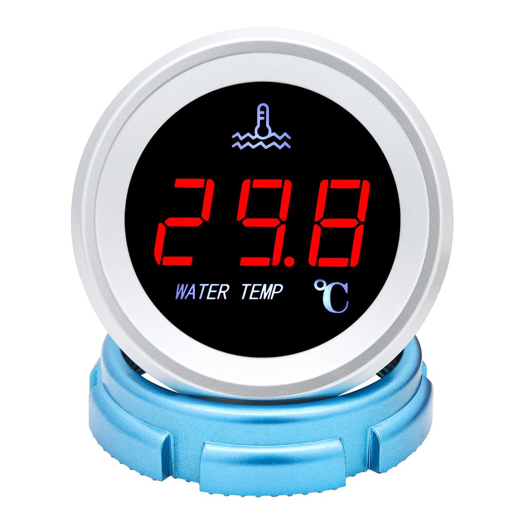 Universal Car Digital 52mm Water Temperature Gauge LED Display Meter 9-36V with Temperature Sensor Alarm Function Water Temp
