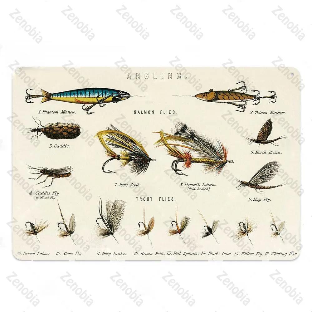 Fishing Decor Vintage Tin Sign Retro Metal Sign Wall Decor for Lake House Cabin Fishing Gift Metal Plate