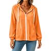 Women's Color Long Sleeve Hooded Zip-Up Jacket with Pockets for Casual Wear
