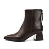 Korean version of pointed brown short boots, children's customized rear zipper thick heel women's boots customized autumn and winter new high-heeled