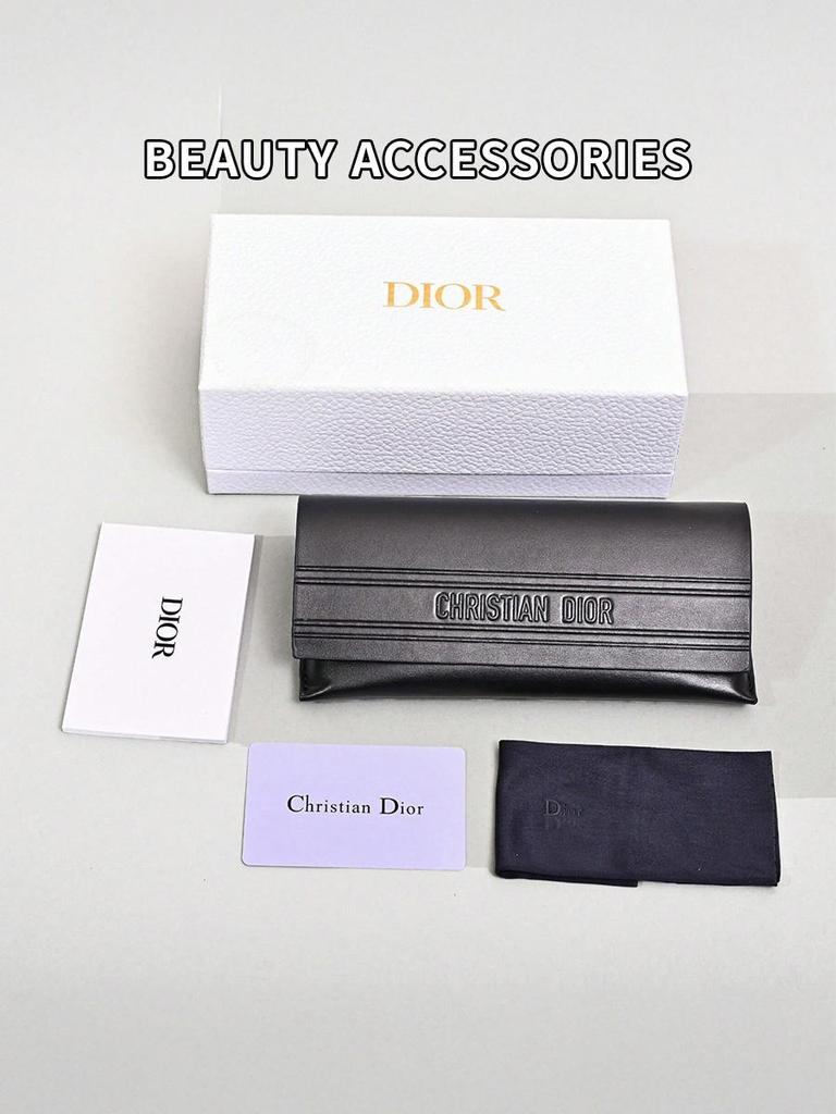 Dior Black Leather Eyeglasses Case, Hard Shell Sunglasses Protective Box, Portable Spectacle Storage Pouch for Men Women