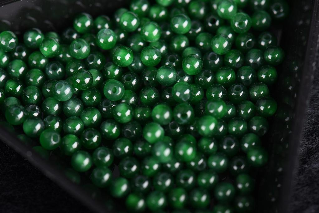 Natural Grade A Imperial Green Jadeite Bead Necklace & Bracelet Set