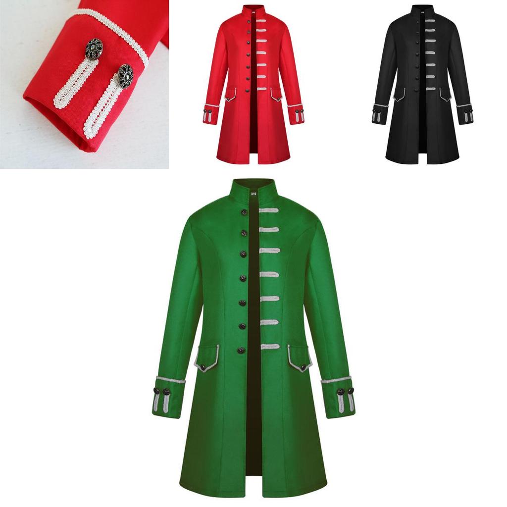 Medieval Renaissance Men Steampunk Jacket Gothic Retro Uniform Windbreaker Coat