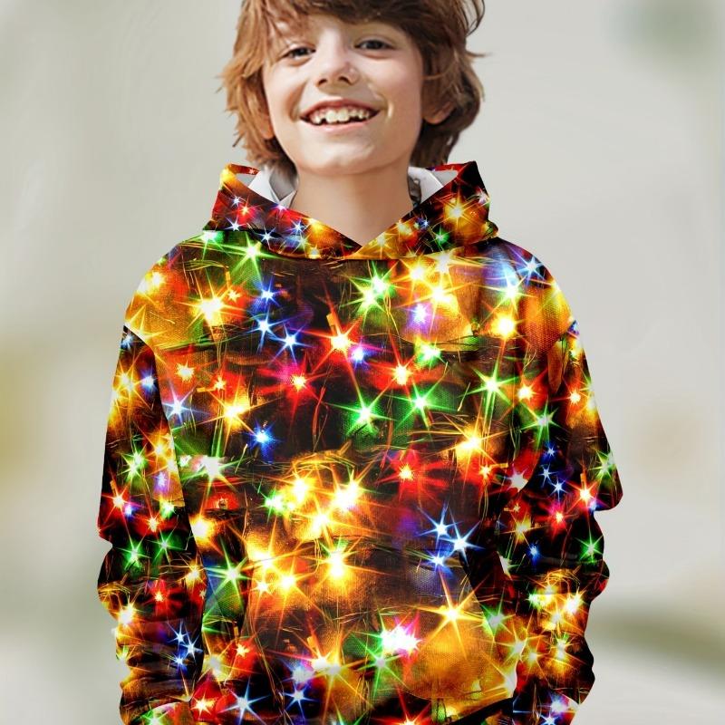 Kinderkleidung Jungen Hoodies Langarm 3D Weihnachtsprint Festliche Atmosphäre Mädchenkleidung Kinder Frühling Herbst Oberteile Jungen Kleidung
