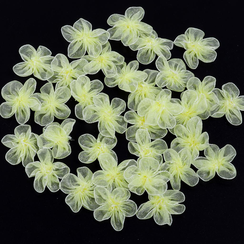 20pcs/lot 3cm Snow Gauze Fabric Flower Five Petals Plum Blossoms Artificial Flower For DIY Clothing Sewing Headwear Decoration