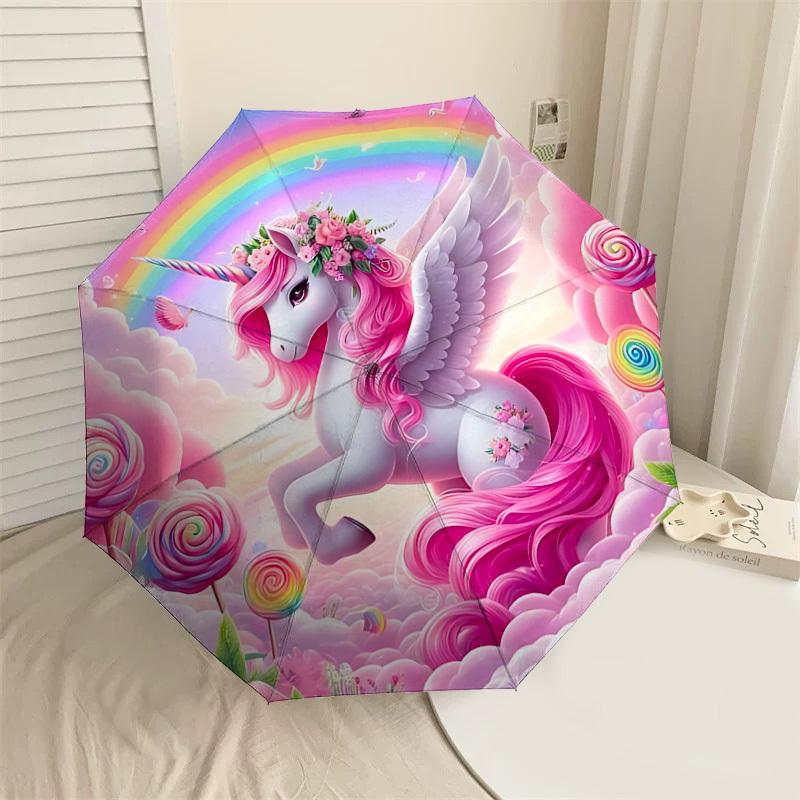 

1PC Unicorn FantasyAutomatic Open/Close Umbrella with Windproof, 8-Rib Sturdy Canopy, Durable Ribs, Fashionable Design1274A