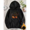 Women's Casual Maple Leaf Print Hoodie, Loose Pullover Sweatshirt for Daily Commute & Thanksgiving