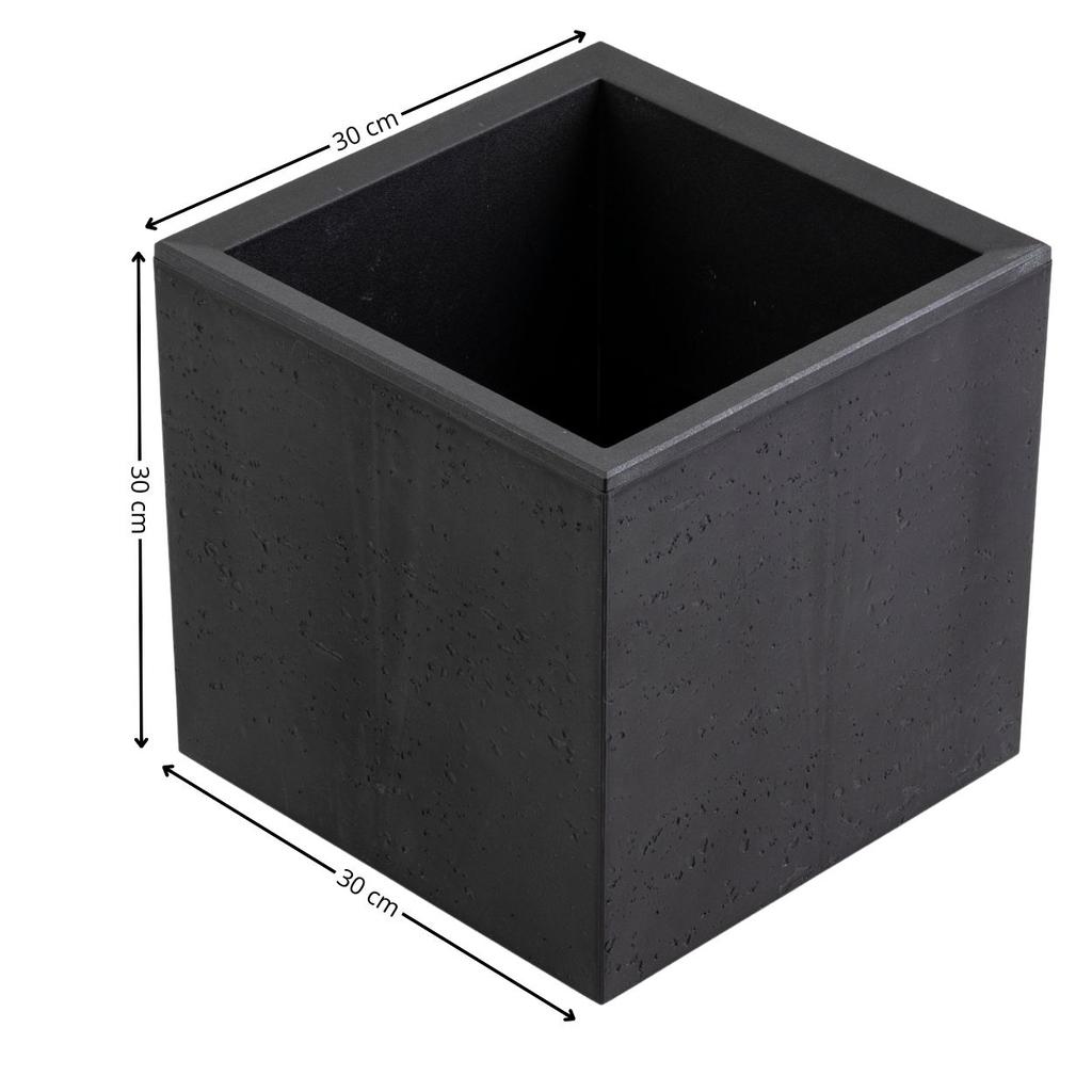Donica Betonique Na Kółkach Recykling Czarny 30X30Xh30 Cm