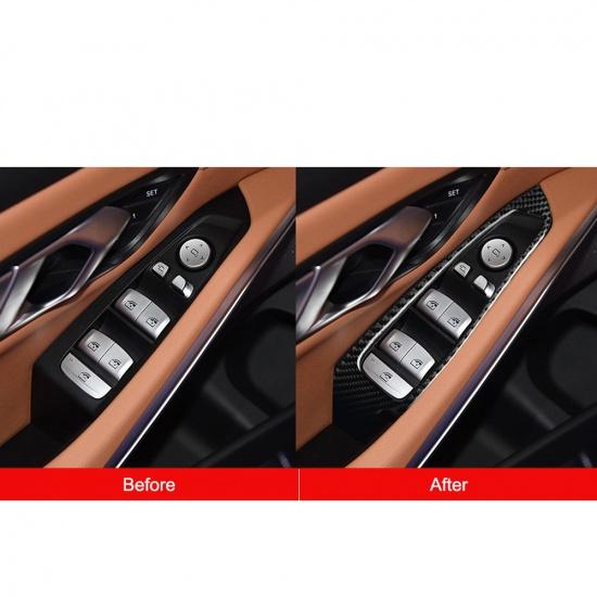4PCS Carbon Fiber Car Window Switch Panel Cover Stickers Decoration Accessories For BMW 3 Series G20 G28 325li 330d 335