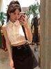 Summer High-end Sleeveless Shoulder-cut Short Shirt Women's Design Sense Niche Slim Temperament Short Top