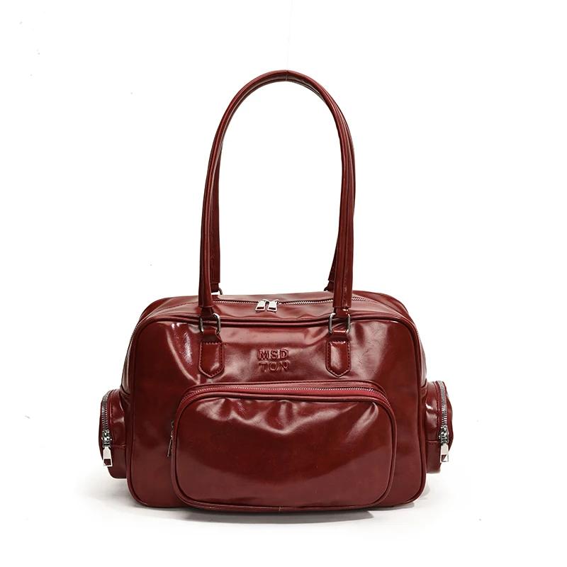 

Shiny Leather Motorcycle Bag For Women Casual Shoulder Bag Versatile Fashion New Autumn And Winter Premium Durable