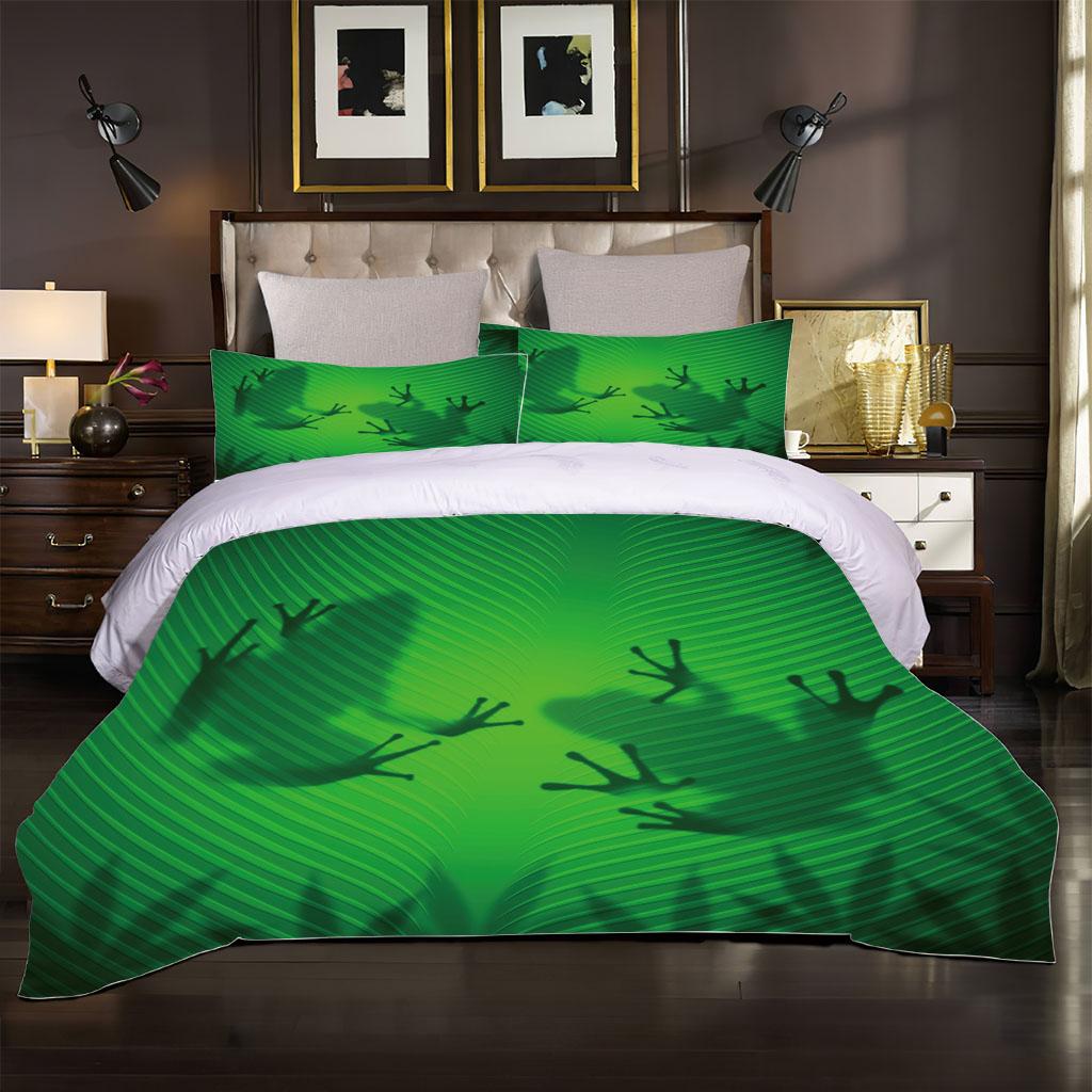 Kinderquilt 3D Tier Frösche Druck Bettwäsche 3-teiliges Mode-Bettbezug-Set für Schlafzimmer, Gästezimmer Weich Bequem