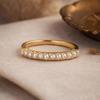 Wedding Engagement Anniversary Promise Gift – Antique Akoya Pearl Band, Yellow Gold Plated Unique Bridal Ring, June Birthstone Jewelry