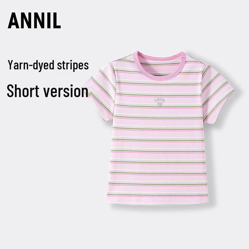Annil Girls  Round Neck Short Sleeve Knit Top 120