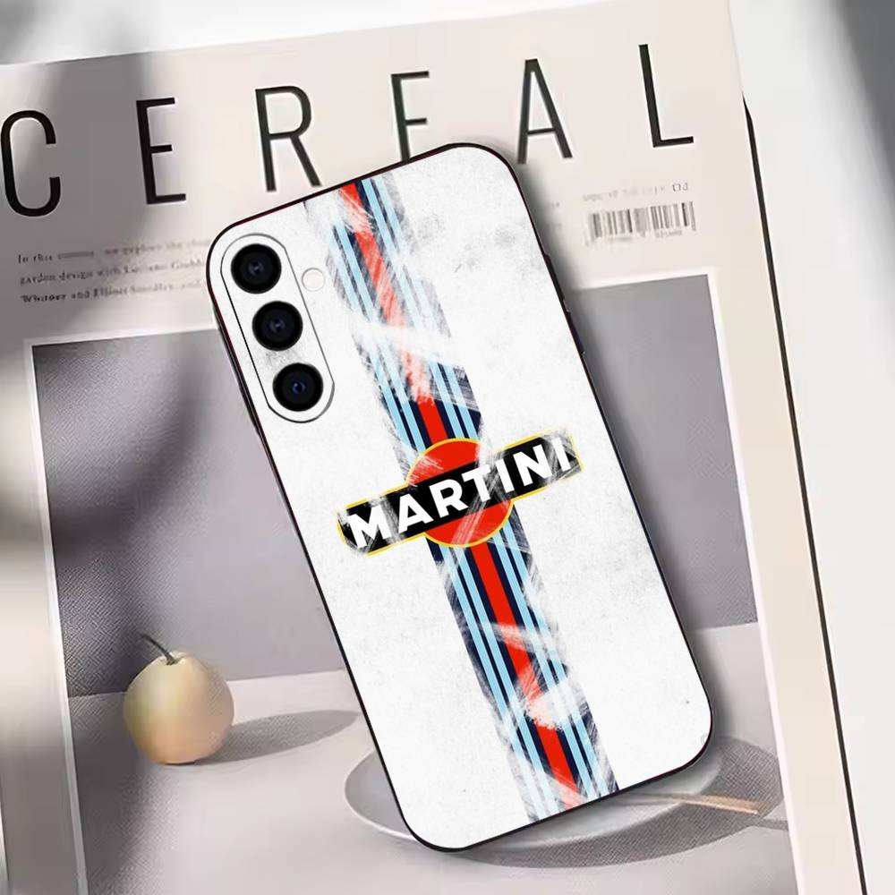 M-Martini Racing Horizontal Stripe  Phone Case For Samsung Galaxy A73,A72,A71,A70,A53,A52,A51,Others Soft Black Cover