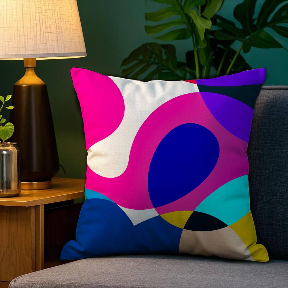Abstrakte Kurvenfarben Kissenbezug Plüschstoff Weich Beidseitiger Druck Zuhause Sofa Hohe Qualität Kissenbezug Überwurf