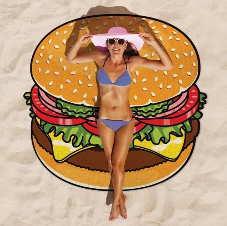 Hamburgers Donuts Fashionable Pizza Design Beach Towels Suitable For Use Daily