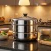 Thickened Two-Layer Stainless Steel Steamer Pot Sturdy with Lid and