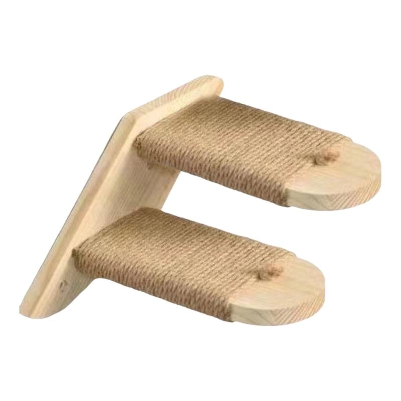 Natural Wood Cats Climbing Ladder Wall Mounted Space Efficient Design Activity Toy For Small Home And Pet Entertainment