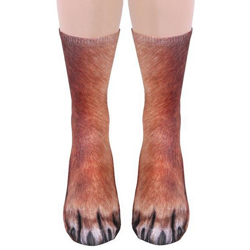 Unisex Adult Children 3D Print Animal Foot Hoof Paw Print Sock Novelty Crew Socks Tube Mid Stockings