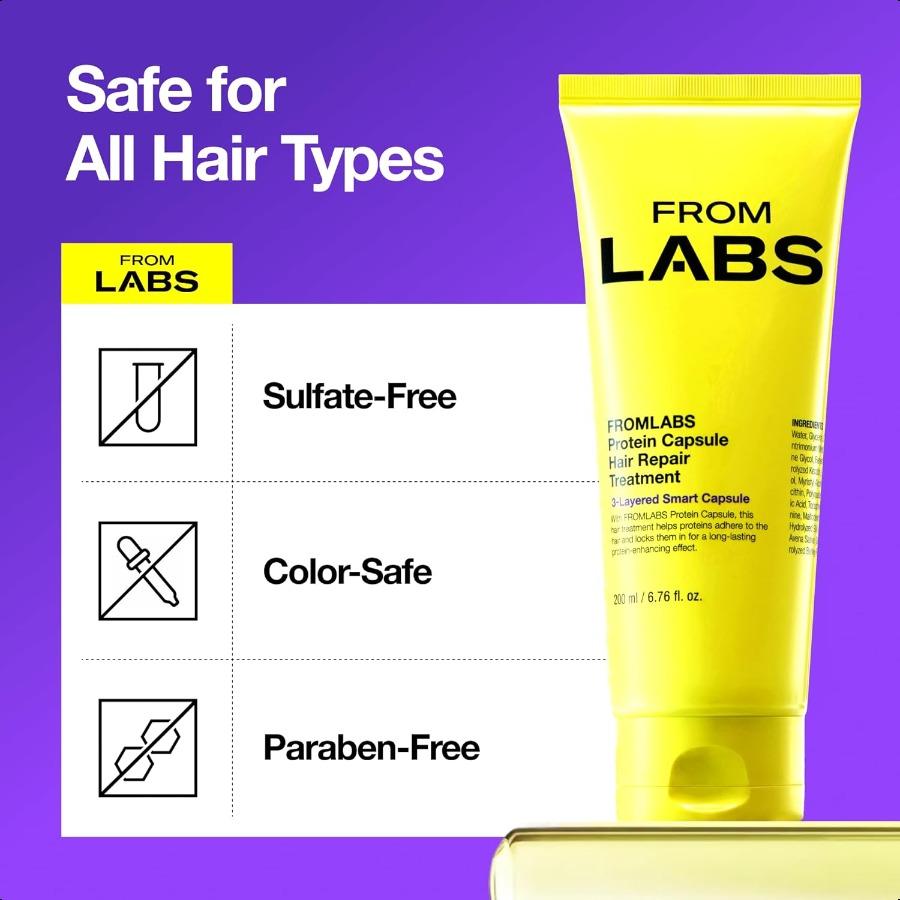 FROMLABS Protein Capsule Rapid Repair Hair Treatment 200ml,3-Minute Keratin Hair Mask & Deep Conditioner