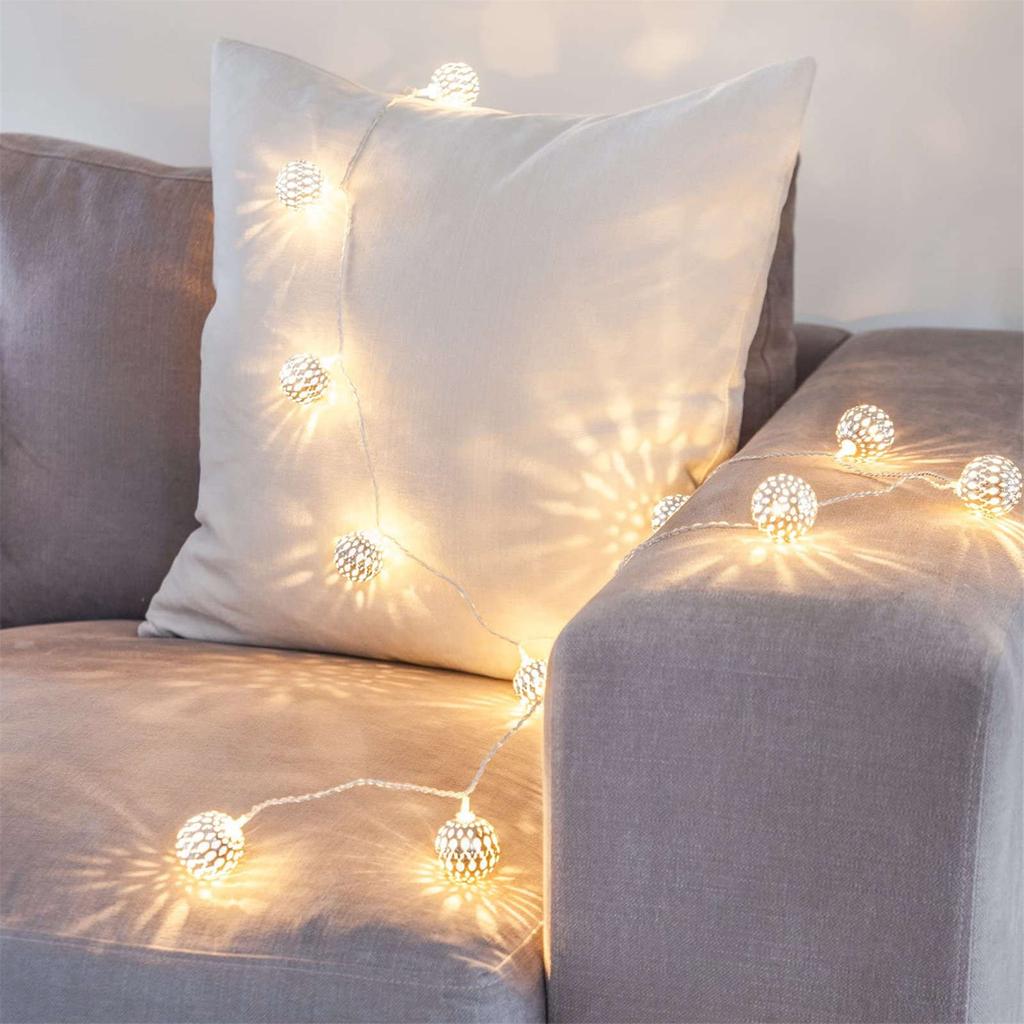 Marokkanische Lichterkette, 10/20 LED-Kugel-Lichterkette, warmweiße Lichter für Hochzeitsfeier, Urlaub, Geburtstag, Heimdekoration, Weihnachten, drinnen und draußen