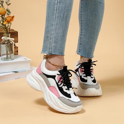 Scarpe casual da passeggio per primavera e autunno suola ad alta elasticità allacciatura scarpe sportive da esterno platform scarpe da papà