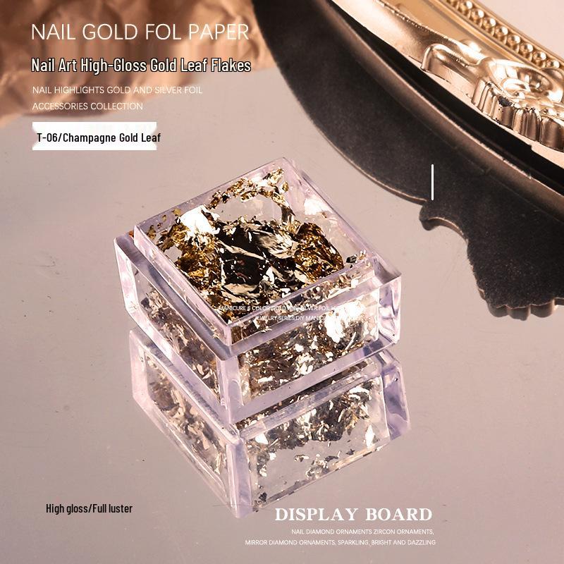 High-Gloss Gold & Silver Foil Flakes: Nail Art Stickers and Sequins