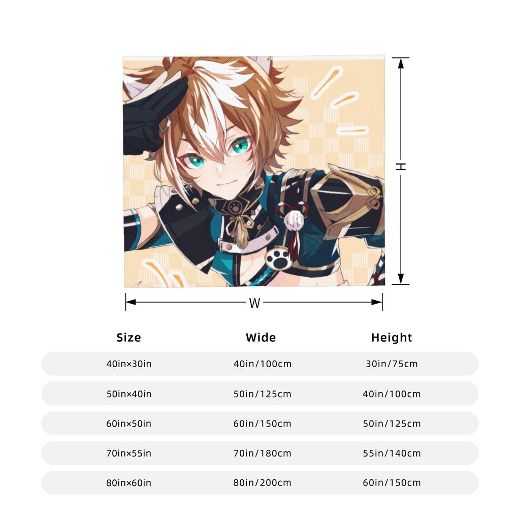 Gorou Genshin Impact Game Blanket Fleece All Season  Multi-function Soft Throw Blankets for Home Couch Plush Thin Quilt