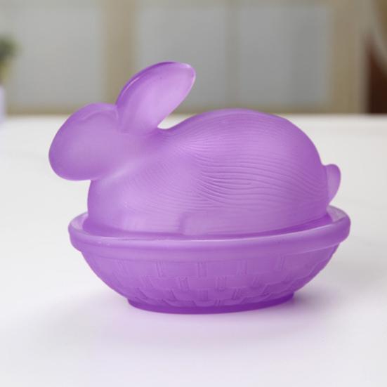 Yousheng Glass Rabbit Candy Dish Easter Bunny Cookie Jar with Lid Decorative Candy Bowl for Snacks Party Treats Home Spring Table Decor